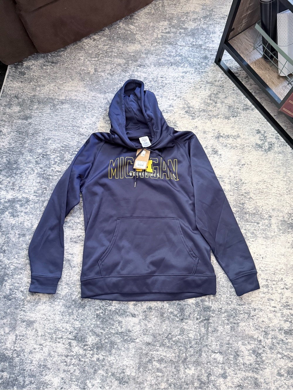 Rivalry Threads Navy Hoodie with Yellow Lettering